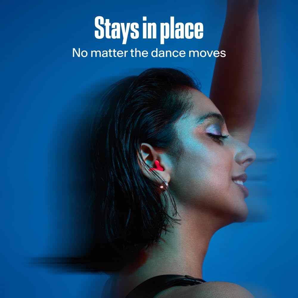 Alpine Tune Earplugs, Concert Ear Plugs for Noise Reduction, High Fidelity Music Quality, 19dB Hearing Protection with Crystal Clear Sound, Incl. 4 Sizes, Parties, Raves, Festivals & Clubs, Neon Pink