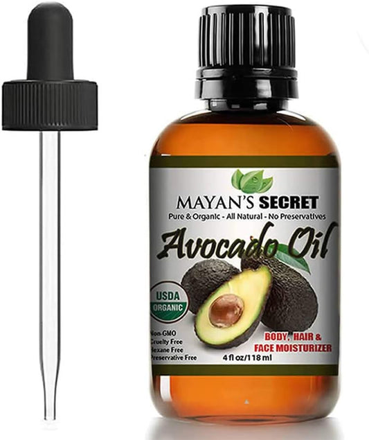 Mayan's Secret Pure Carrier and Essential oils for Skin Care, Hair, Body Moisturizer for Face-Anti Aging Skin Care (Avocado Oil Organic, 4oz)