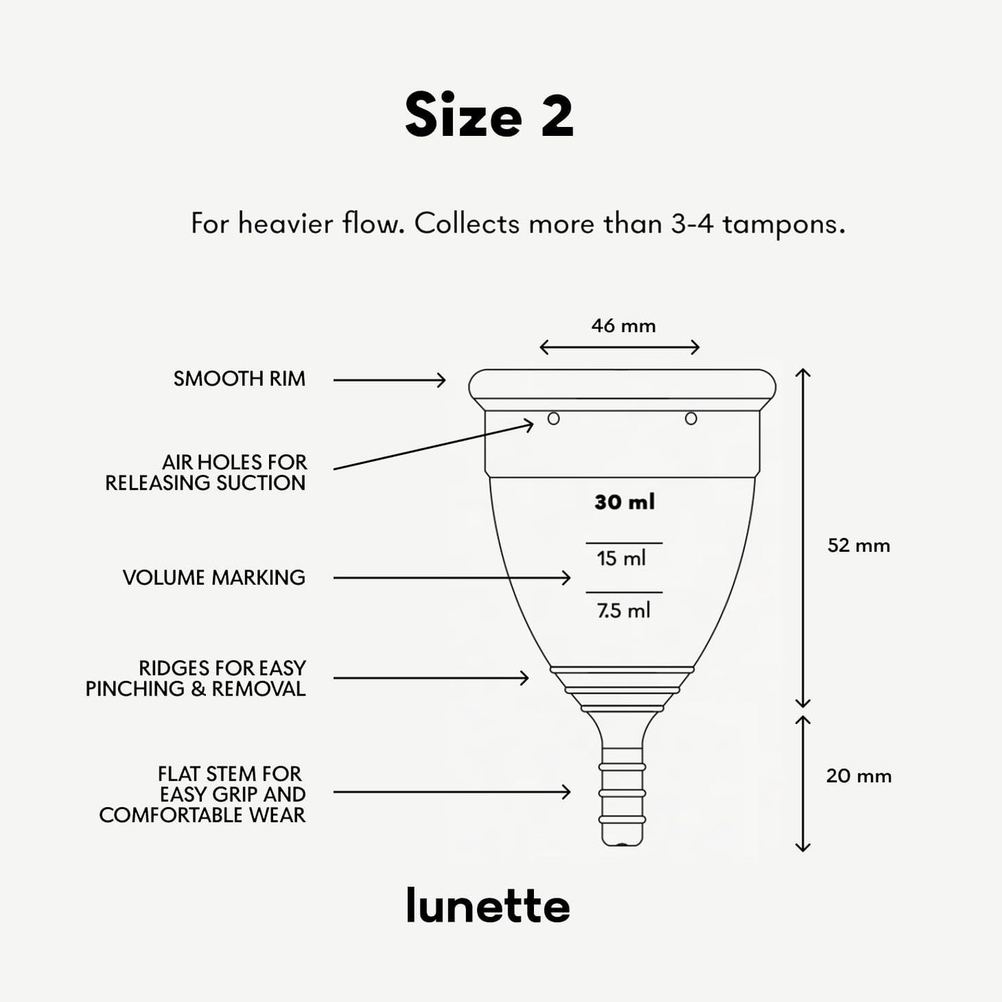 Lunette Menstrual Cup – Best Reusable Period Cup – Wear for 12 Hours and Reuse up to 10 Years, Violet Size 2 for Moderate to Heavy Flow