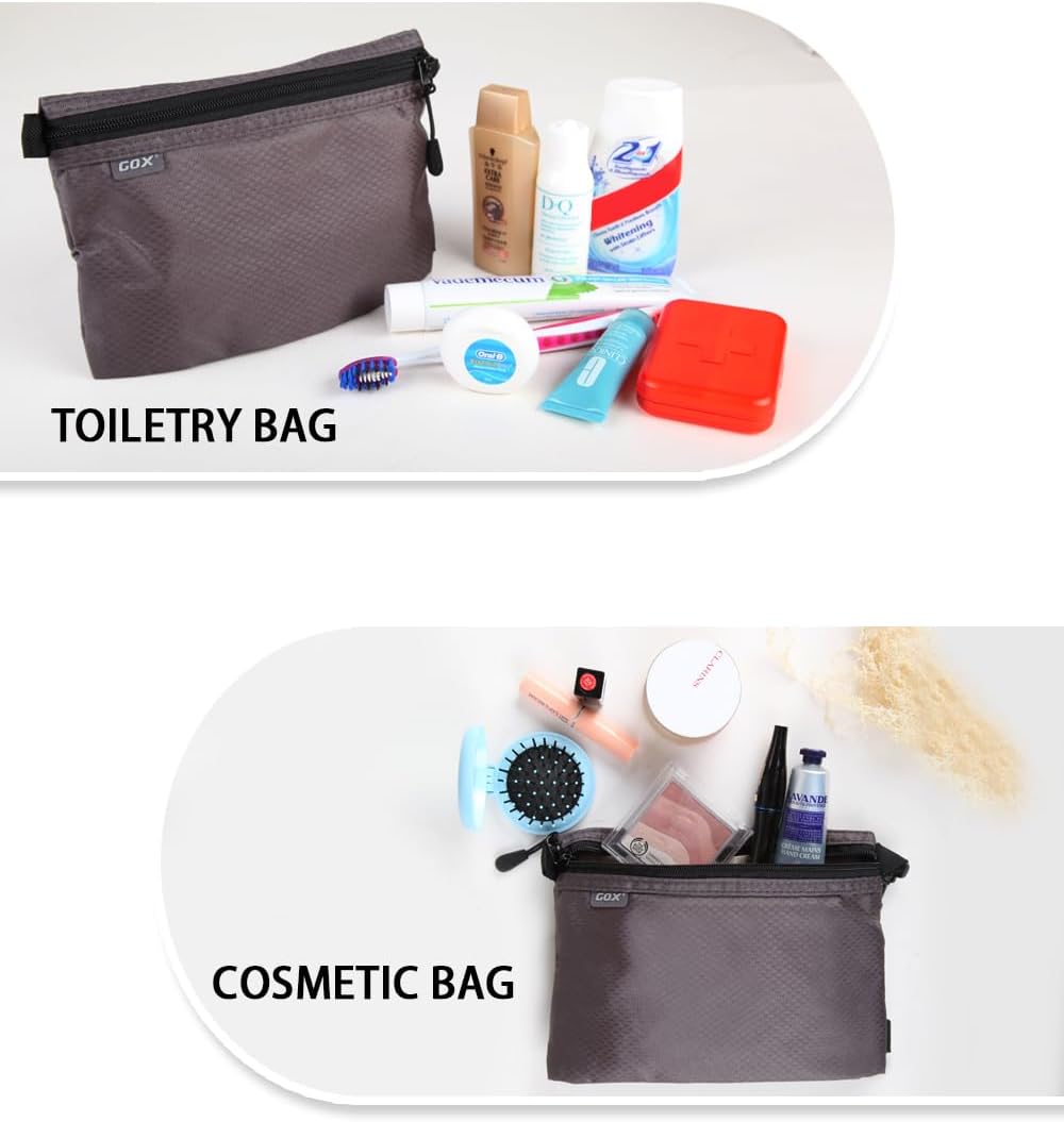 GOX Small Toiletry Bag for Men Bulk Cosmetic Bag Dopp Kit Carry On Zipper Pouch Organization Nylon Packing Sack Waterproof(Grey)