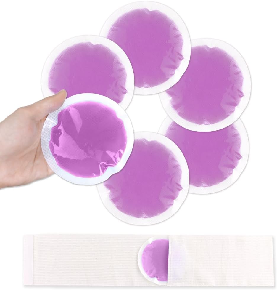 NEWGO Small Ice Packs for Injuries, 6 Pack Round Ice Packs for Face, Hot and Cold Gel Ice Pack Circular Cold Compress with Cloth Backing & Sleeve for Pain Relief, Toothaches - Purple