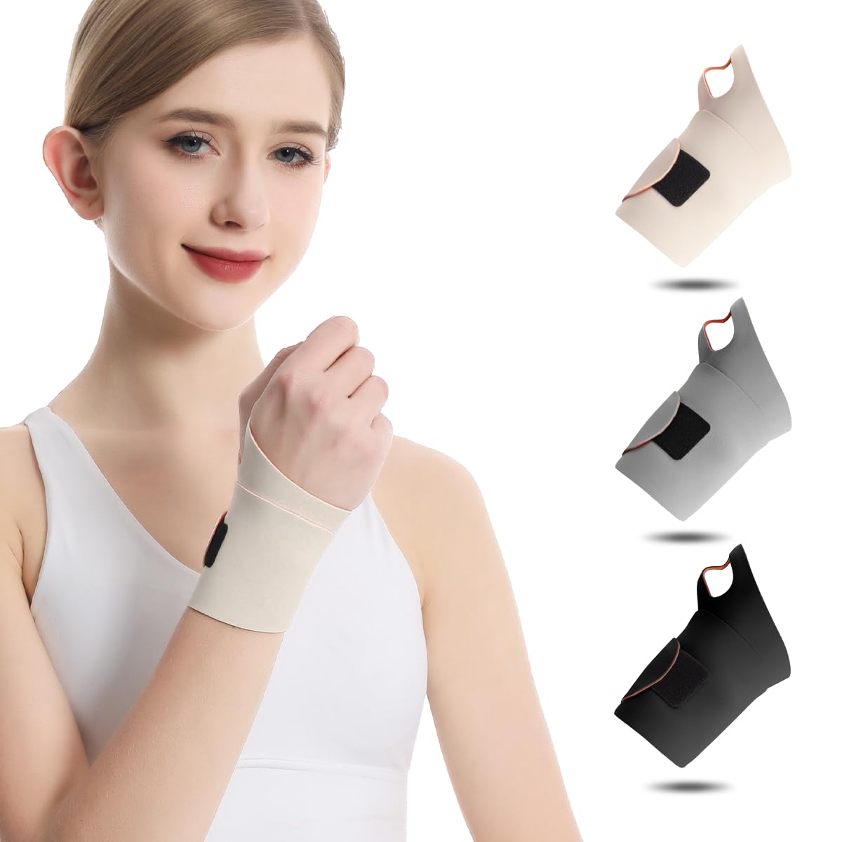 2 Pack Wrist Brace Support for Carpal Tunnel Pain Relief, Ultra Thin Elastic for Tear, Ulnar Wrist wraps Repetitive Wrist Use Injury, Fit Left or Right Hand, Small and Medium Hands Sizes