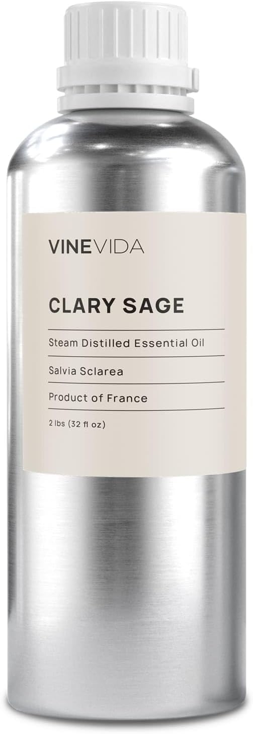 VINEVIDA Clary Sage Essential Oil 32 oz - Undiluted Clary Sage Oil 32 oz - Clary Sage Candle Oil Scent - DIY Candle Scents Candlemaking - Bulk Essential Oil Soap Making Safe Skin 946.36 ml