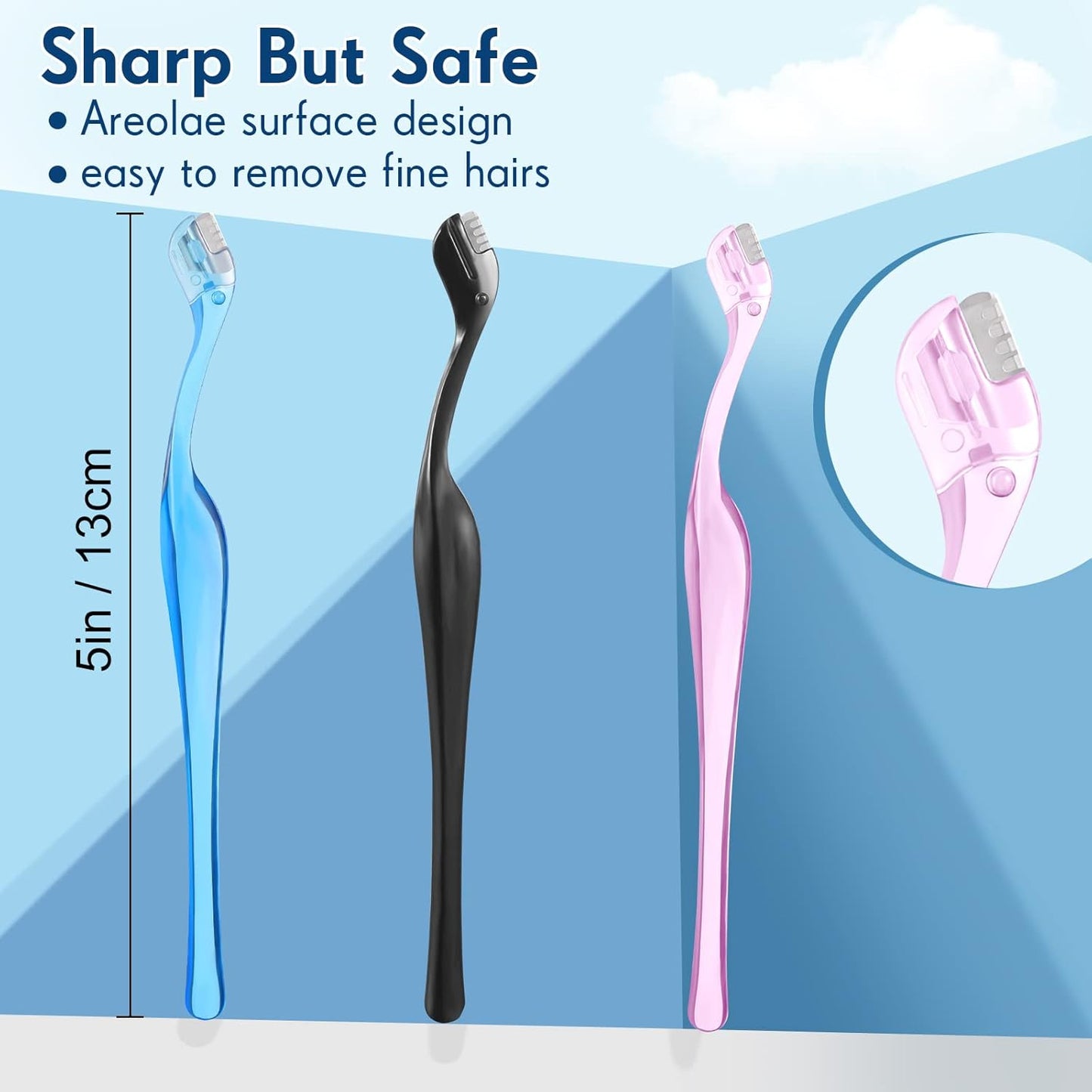 6Pcs Eyebrow Razor Mini Eyebrow Razor Trimmer Female Face Shaver Lip Hair Remover with Precision Cover Small Shaver for Women Makeup Face Care Tools(Blue, Pink, Black)