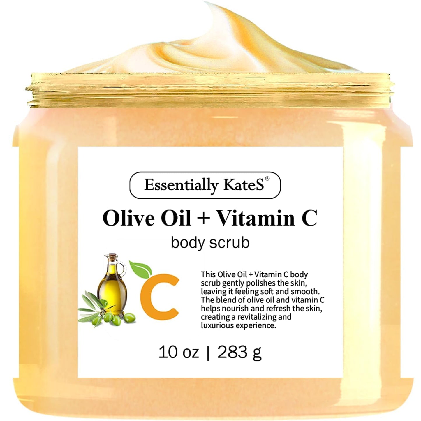 Olive Oil + Vitamin C Body Scrub 10 oz - A long lasting hydration while improving its texture - The best stocking stuffer