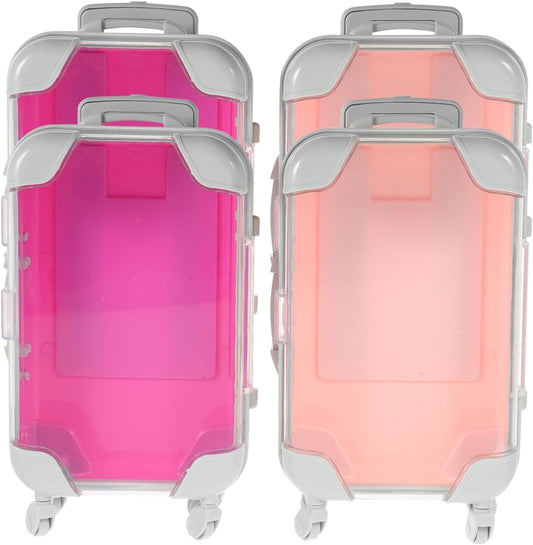 4-Piece Mini Eyelash Box Set Travel Makeup Organizer Portable False Lash Storage Case Pink Rose Red 6.49X3.34X1.96 Inches