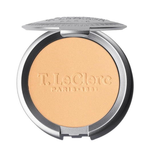 T.LeClerc Rice Compact Powder – Anti-Aging Pressed Powder with Brown Rice Ferment – Long-Lasting Natural Matte Finish – Moisturizing | Non-Comedogenic Face Powder (ABRICOT, 9G)