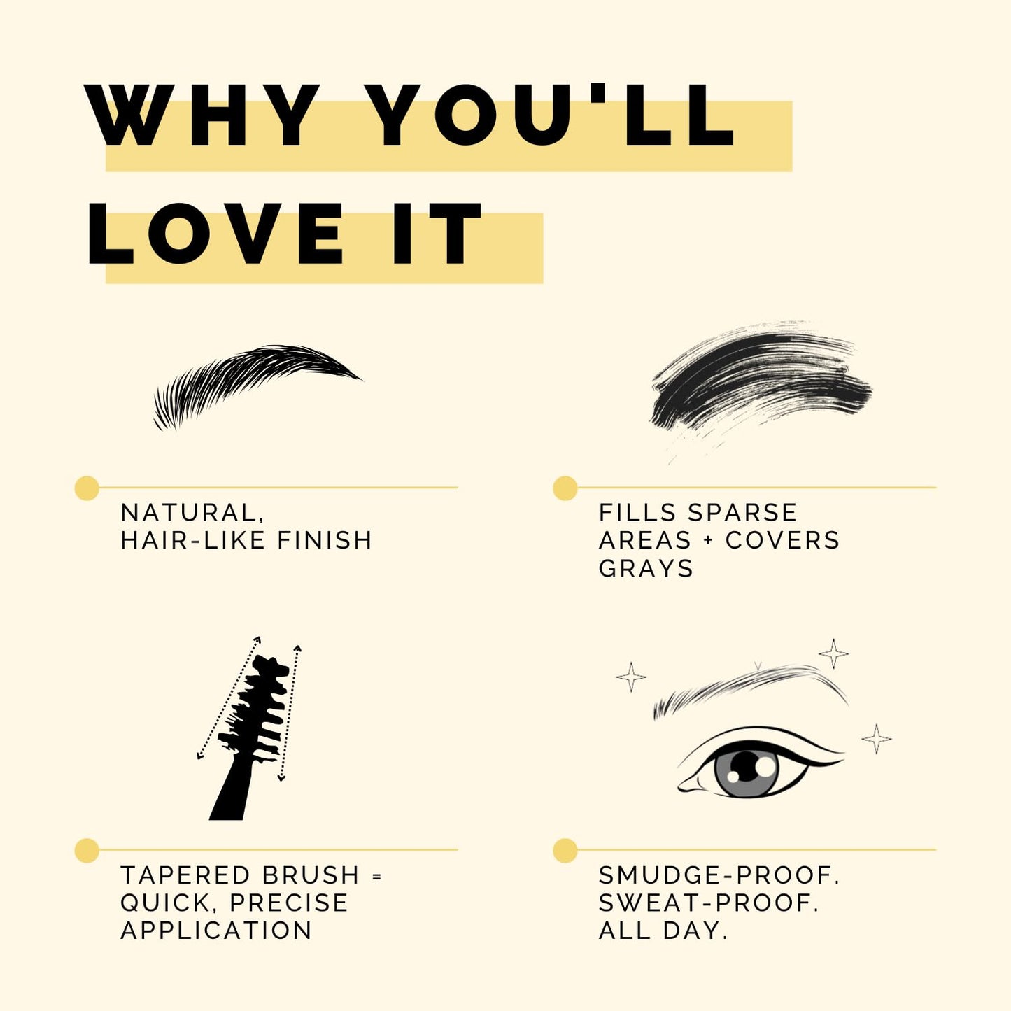 Elizabeth Mott Queen of the Fill Tinted Eyebrow Gel – Brow Filler, Volumizer & Setter – Defines, Shapes & Covers Gray Hairs – Water-Resistant, Long-Lasting – Cruelty-Free – Blonde Shade 4g