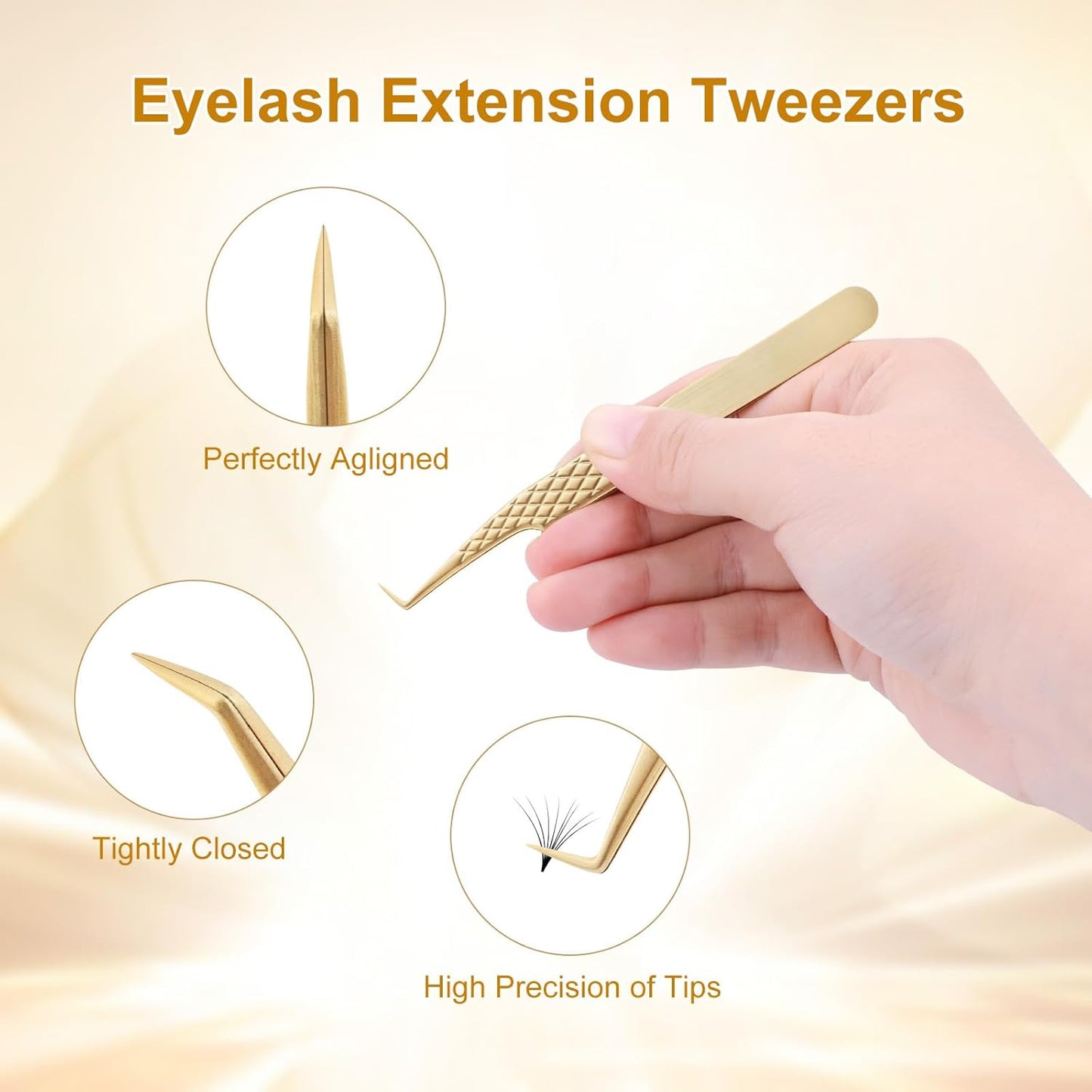 NAGARAKU Precision Fiber Tip Tweezer for Eyelash Extensions Diamond Grip Anti-Static Anti-Slip Premium Stainless Steel Pointed Volume Eyelashes Boot Tweezers Supplies with Box(80 Degree Tweezer AG-10)