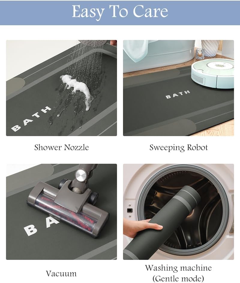 Bath Mat-Bathroom Mat Rug Non Slip Super Absorbent Stain Resistant Quick Dry Thin Bathroom Rug-Bath Mats for Bathroom Floor Bathtub Vanity-Bathmat Bath Rug Easy Care-24"x35",Darkgrey