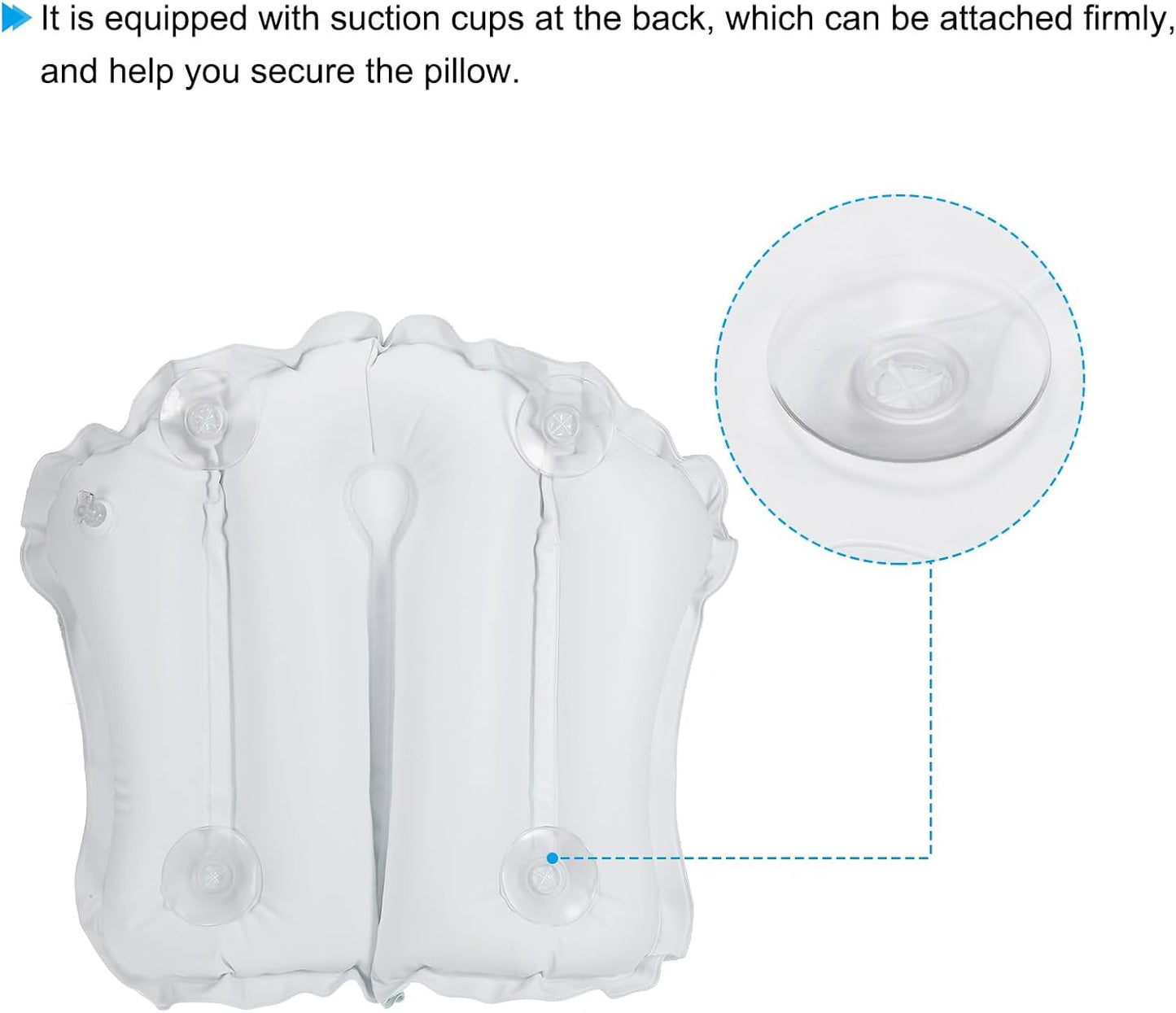 PATIKIL Inflatable Bath Pillow with Suction Cups, Terry Cloth Covered Shell Shape Bath Pillow Neck Support for Bathtub Hot Tub, White
