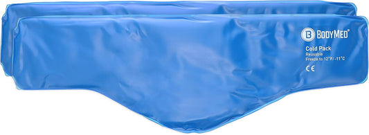 BodyMed Reusable Vinyl Ice Pack (2-Pack) for Neck - Professional Grade Cold Therapy for Injuries, Aches, Swelling, Bruises, Sprains - 23 in. Long (Neck Contour)