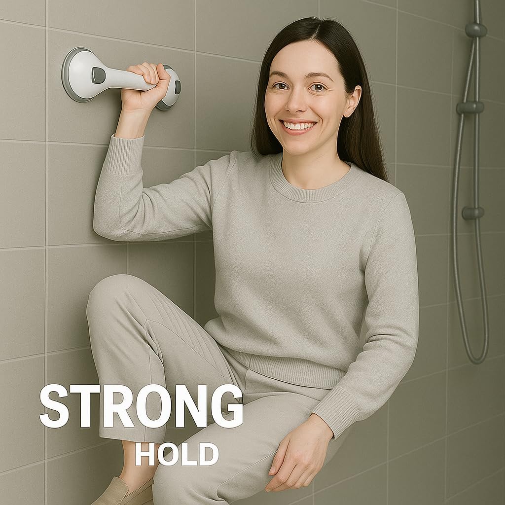 2 Pack Grab Bars for Bathtubs and Showers, Shower Handles for Elderly Seniors bar Safety 500 lbs Walls Handicap Heavy Duty Holder Hooks to Lift Large Tile Glass Suction Cups Tool