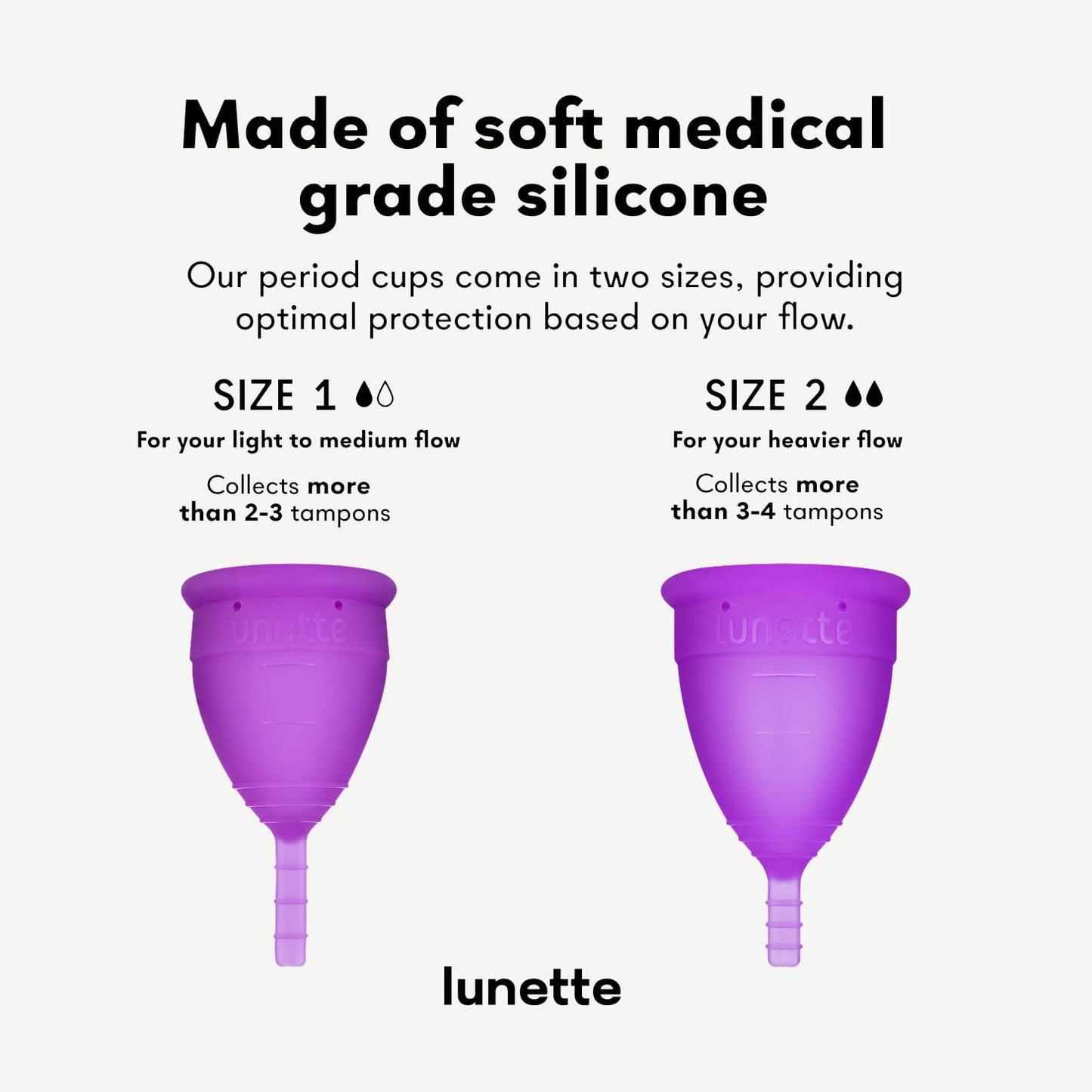 Lunette Menstrual Cup – Best Reusable Period Cup – Wear for 12 Hours and Reuse up to 10 Years, Violet Size 2 for Moderate to Heavy Flow