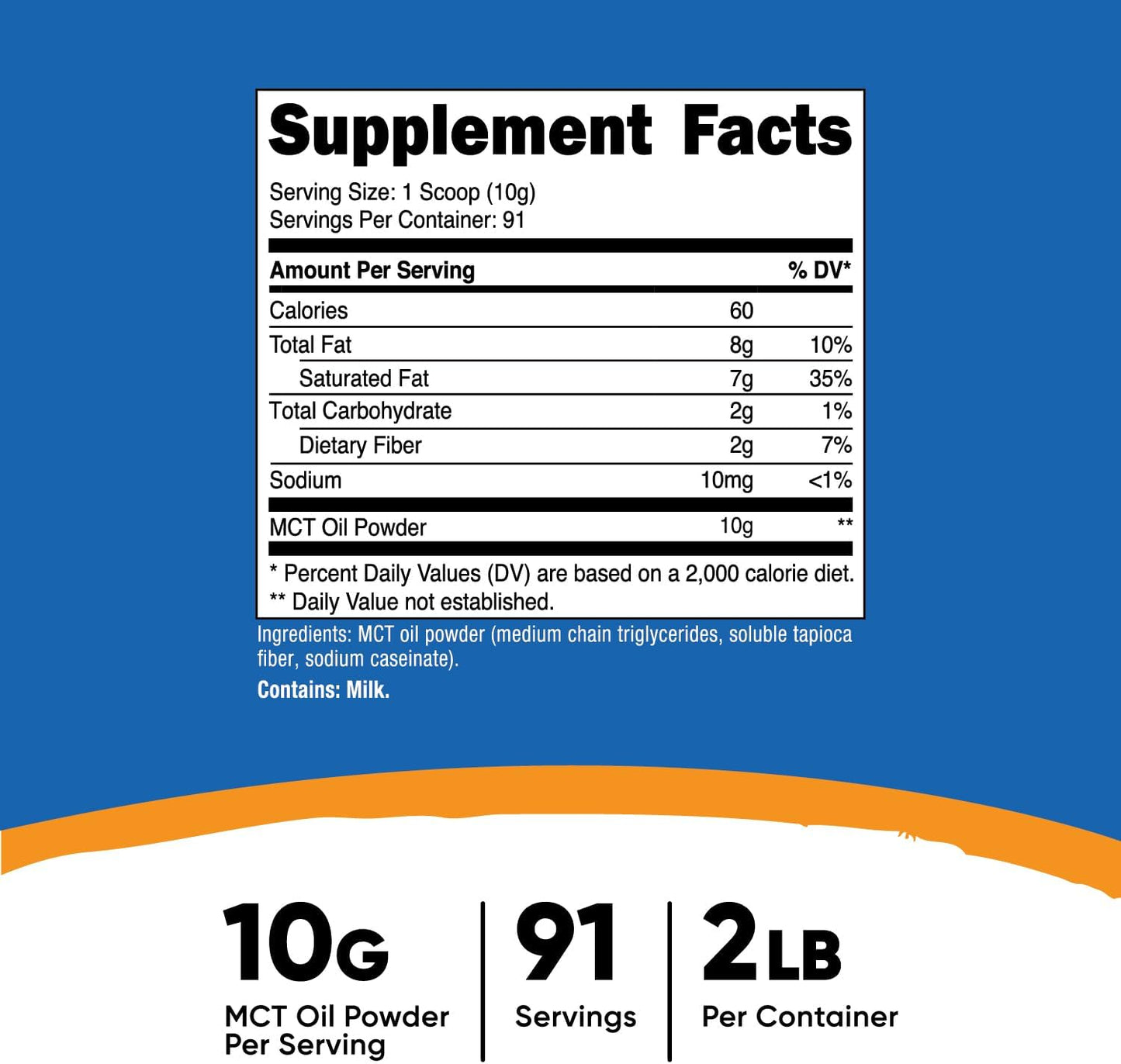 Nutricost Premium MCT Oil Powder - Best for Keto, Ketosis, and Ketogenic Diets - Non-GMO and Gluten Free… (2 LB (Unflavored))