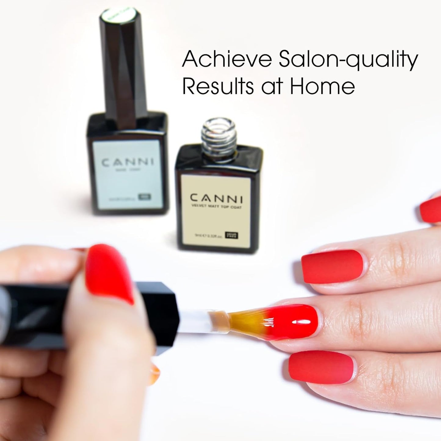 CANNI 2Pcs Matte Gel Top Coat and Base Coat Set- No Wipe Long Lasting Matte Top Coat Gel Nail Polish Kit, Soak Off LED Nail Art Starter Manicure Salon DIY at Home