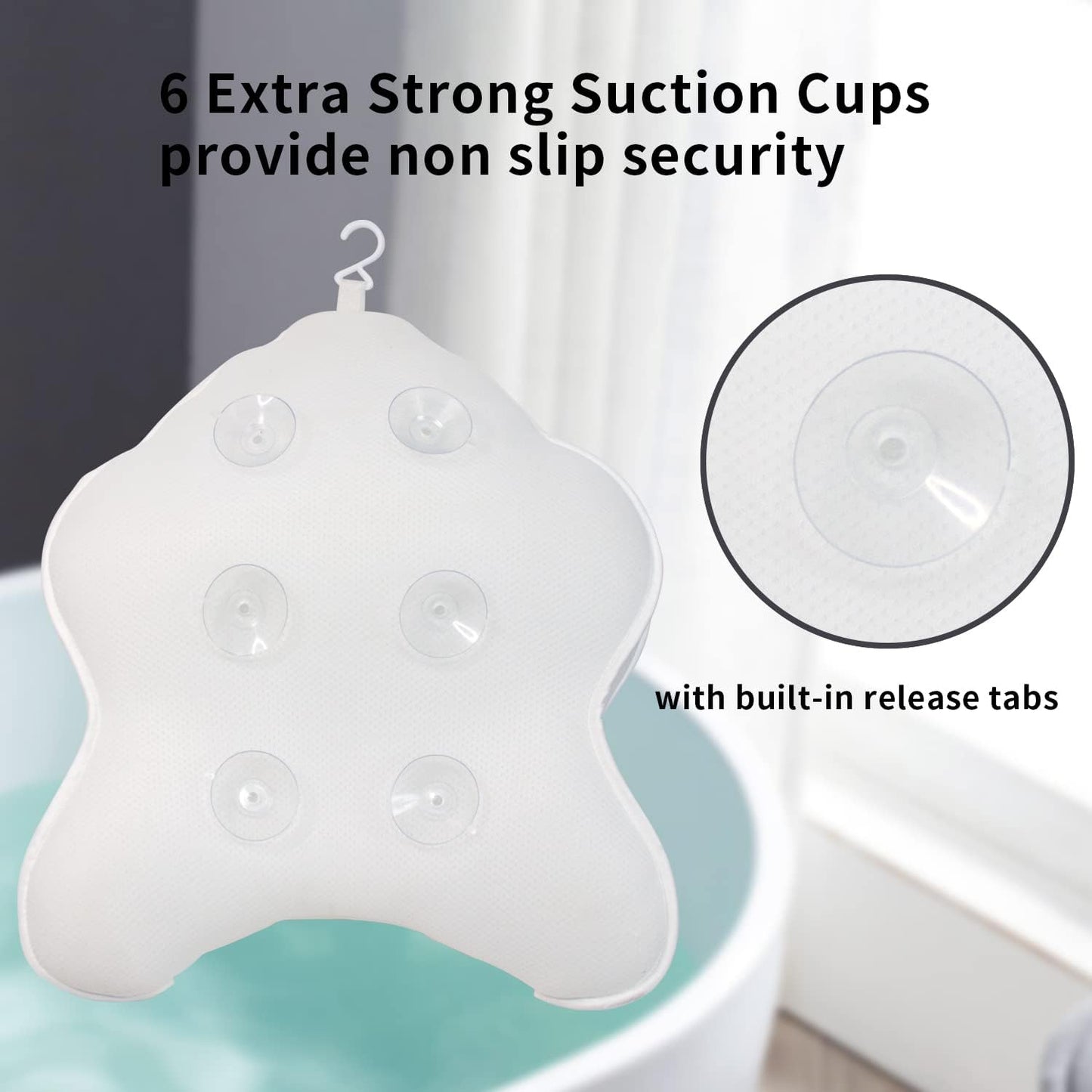Extra Thick Large Bath Pillow with Neck,Back,Head Support for Bathtub, Spa, Soaking White(21''x17'')