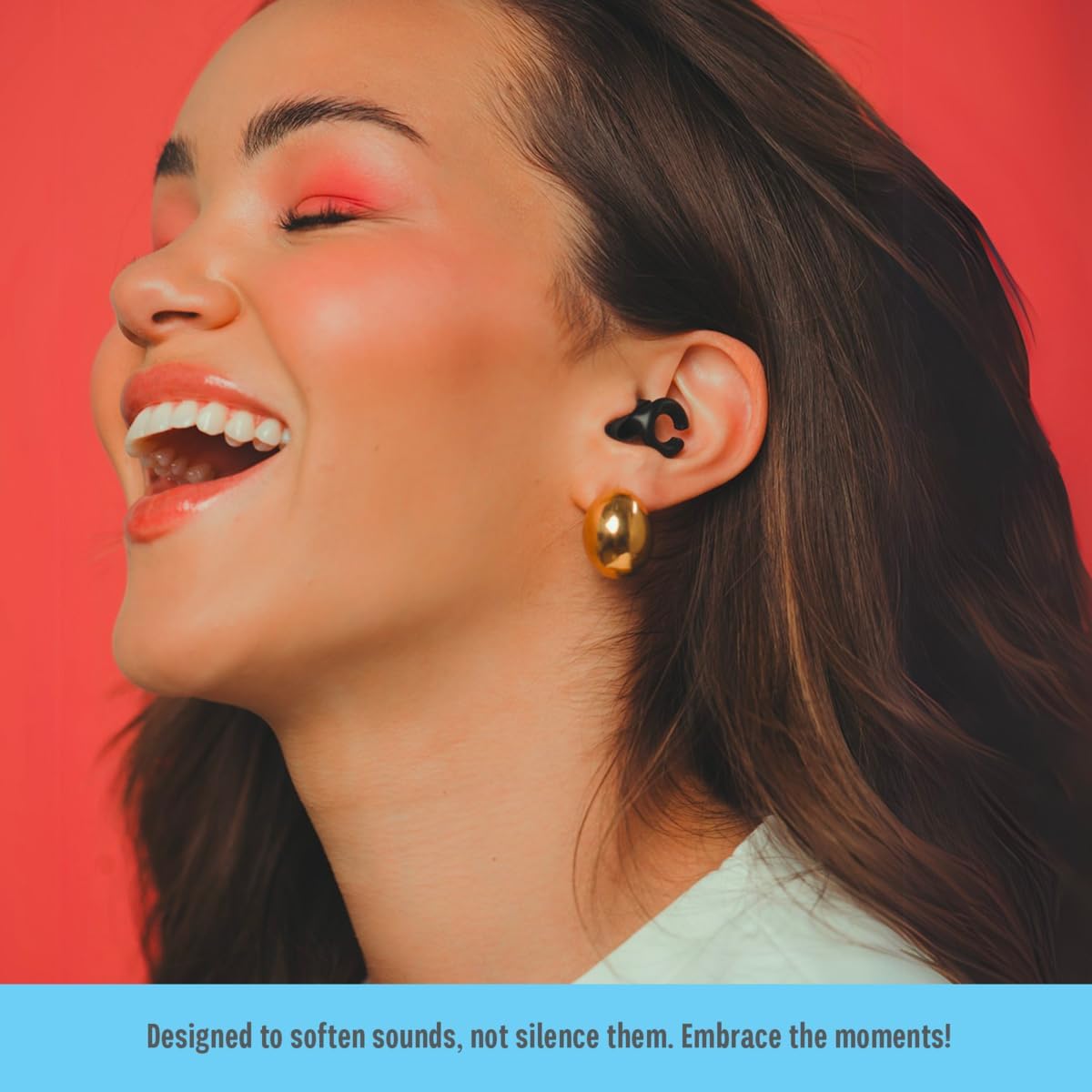 Hush Hoops Ear Plugs, Ultra-Soft Reusable Silicone Plugs with Horseshoe Shape for Comfort, Designed for Sleep and Sound Suppression, 17dB (NRR) Noise Reduction Rating, Black, 1 Pair with Travel Case