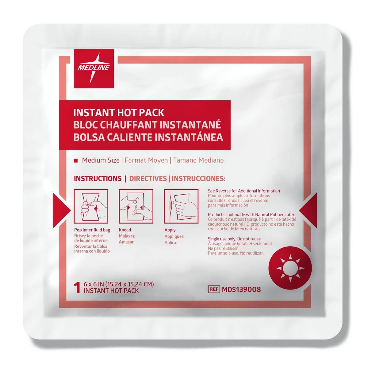 Medline Instant Hot Pack, 6 in. x 6 in., Case of 24