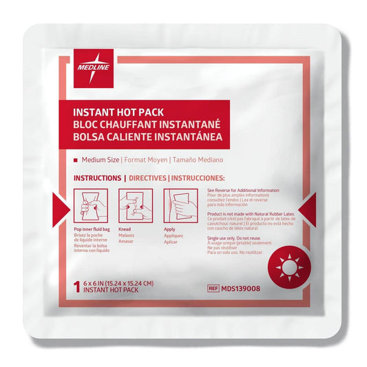 Medline Instant Hot Pack, 6 in. x 6 in., Case of 24