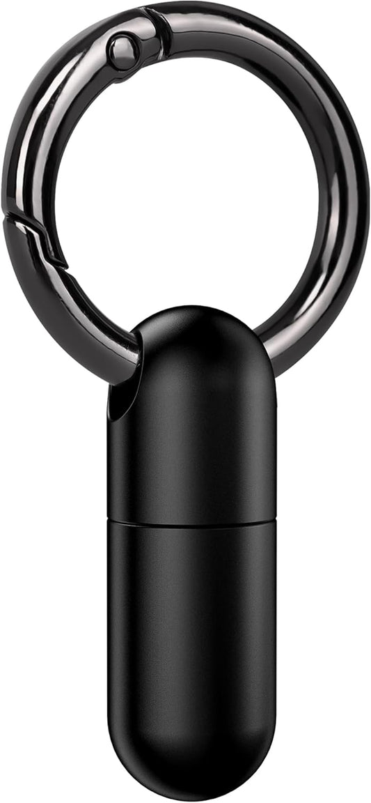 Micro Keychain Pill Holder Titanium Waterproof Mini Pill Container for Emergency Medicine，Travel Purse Pocket (Black)