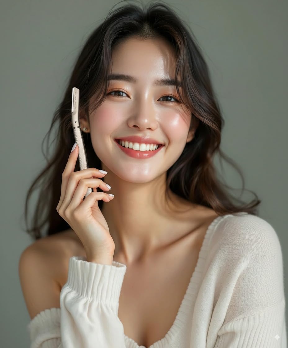 Eyebrow Razor with 6 Blades & Travel Case – Face Razors for Women & Men, Eyebrow Trimmer Shaper with Precision Cover, Facial Shaver & Dermaplaning Tool for Smooth Skin (Silver)