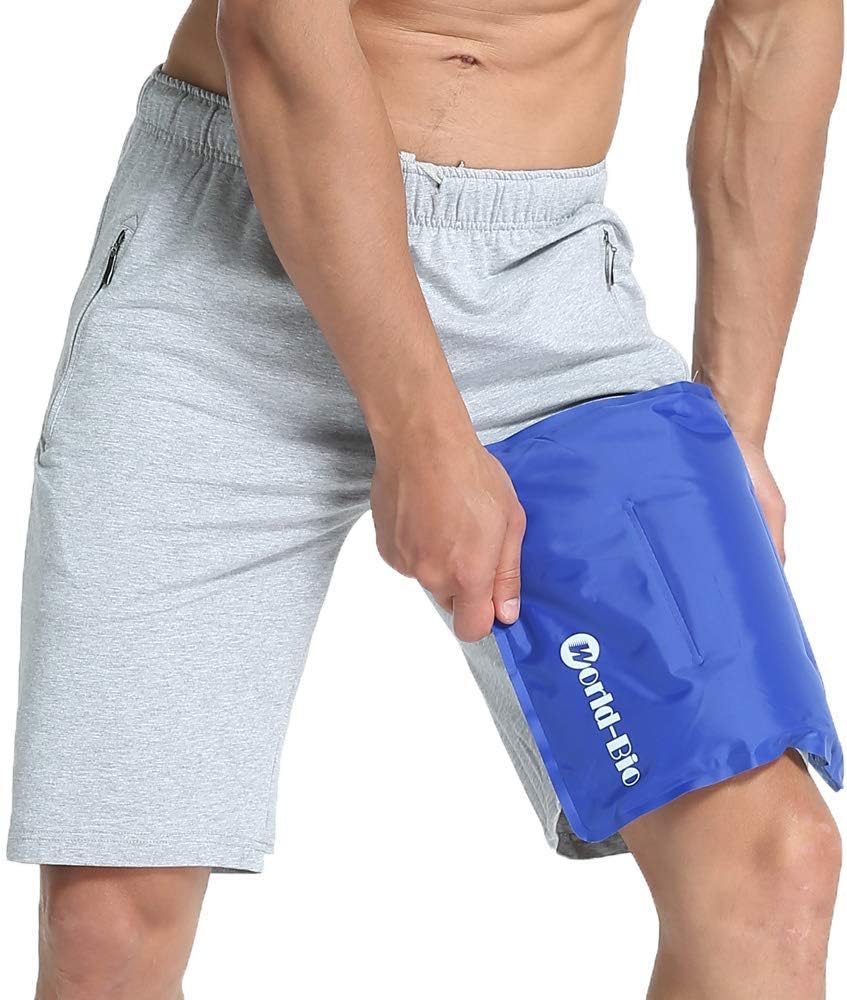 WORLD-BIO Large Flexible Hip Ice Pack 2 packs for Injuries, Hot & Cold Therapy Pad for Shoulder, Back, Knee, Leg, Thigh, Soothing Pain from Bruises & Sprains, Muscle Aches, Stiff Joint, 11" x 14" Blue