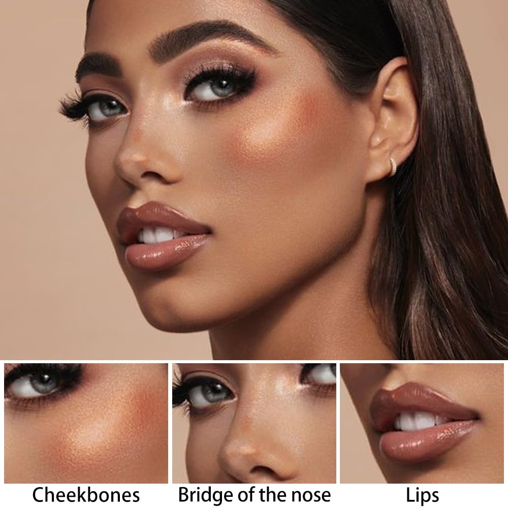 evpct 2Pcs Face Cream Contour Bronzer Sticks Makeup Highlighter Highlight Almond Mocha Creme Cheek Contour Sticks contorno en crema Bronzing Foundation Face Contour Stick Kit,1+10 New Medium