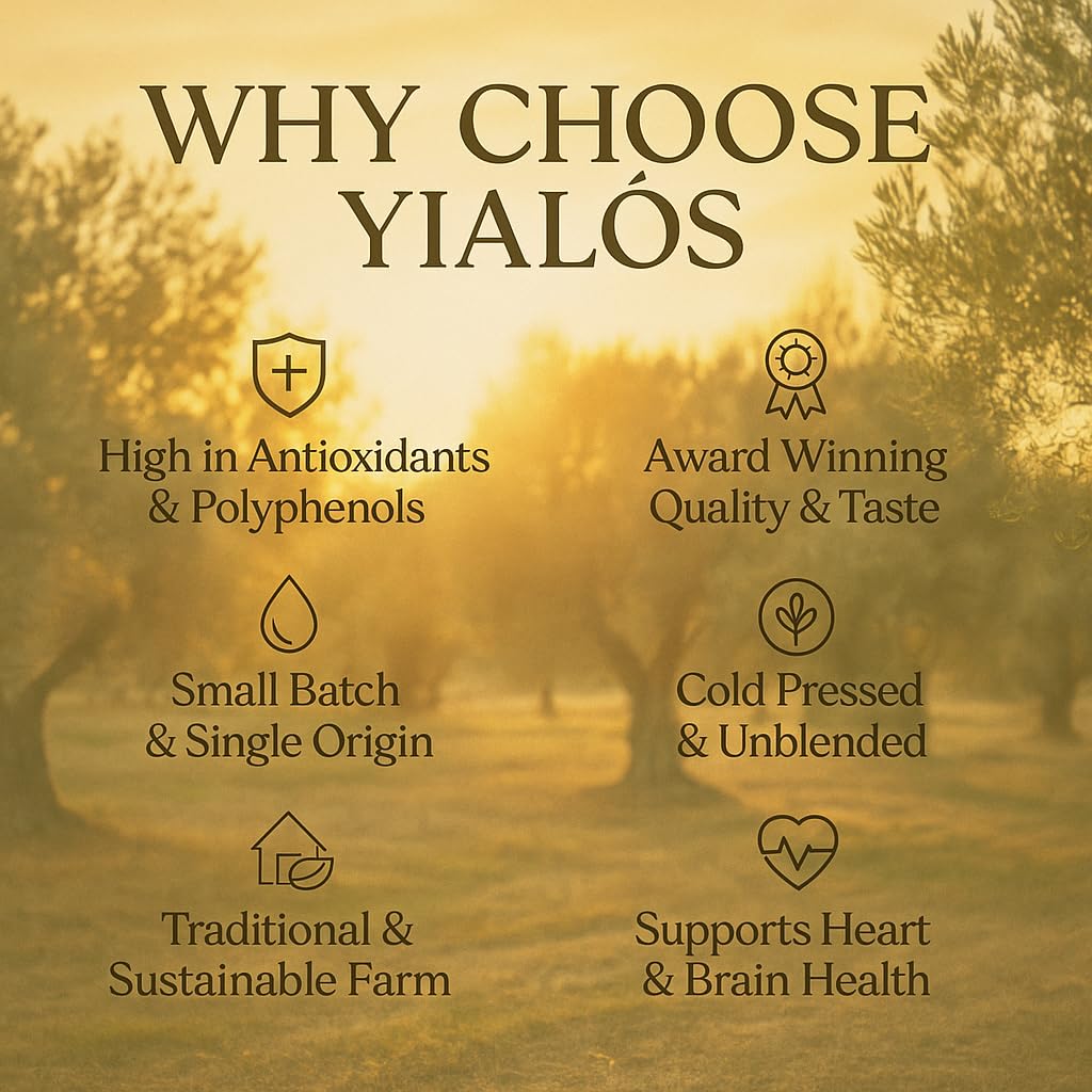 Yialós Extra Virgin Olive Oil from Greece – 2025 NYIOOC Winner | Small Batch, Single Estate, 100% Koroneiki | Cold Pressed, High Polyphenols | 500 mL Glass Bottle