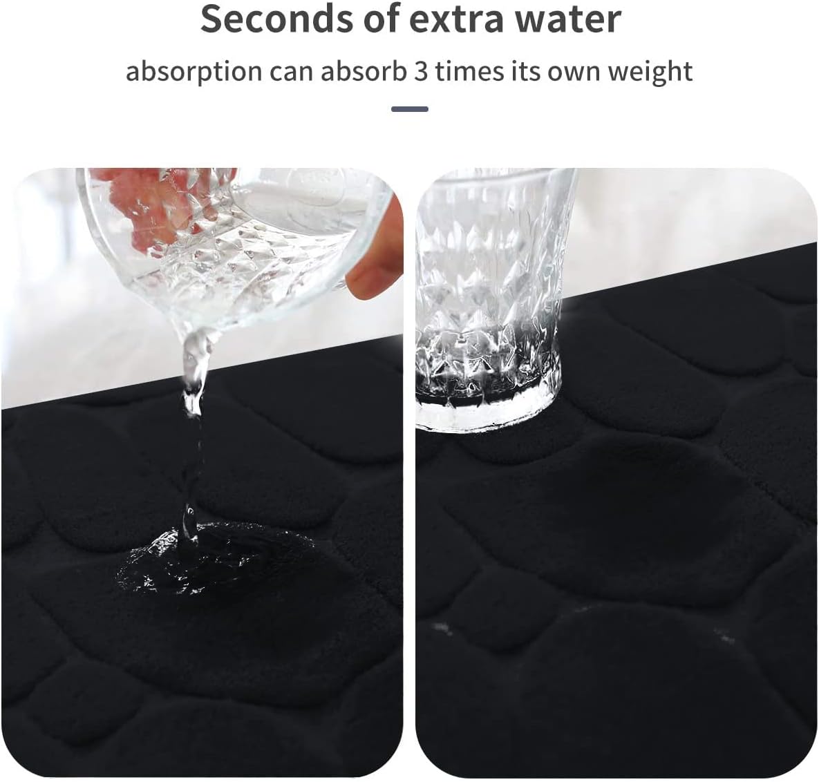 YIHOUSE Bathroom Mat Rug, Memory Foam Bath Mat, Non-Slip Bathroom Floor Mats, Cobblestone Bath Mats Absorbent Bath Rugs Washable Quick Dry (17x24,Black)