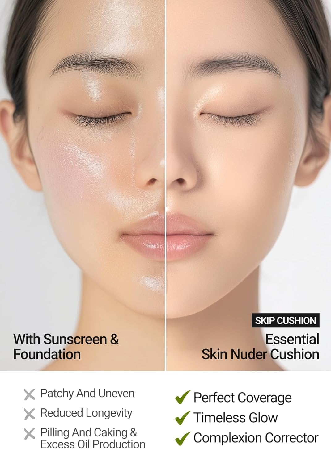 [JUNGSAEMMOOL OFFICIAL] Essential Skin Nuder Cushion (09 Bronze) | Refill Included | Natural Finish | SPF50 Broad Spectrum | Makeup Artist Brand