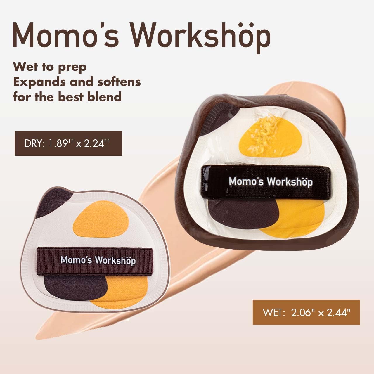 Tricolor Cat Puffs, Makeup Sponges Set, Dry&Wet Dual-Use Foundation Sponge, Expands 1.3x When Wet for Cream Foundation/Liquid Blush/Highlighter,2pcs Puffs & Storage Case