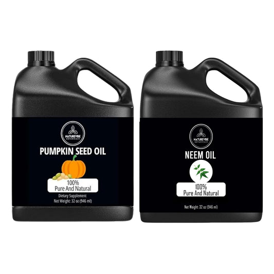 Naturevibe Botanicals Pumpkin Seed Oil 32oz and Neem Oil 32oz | Oil Combo