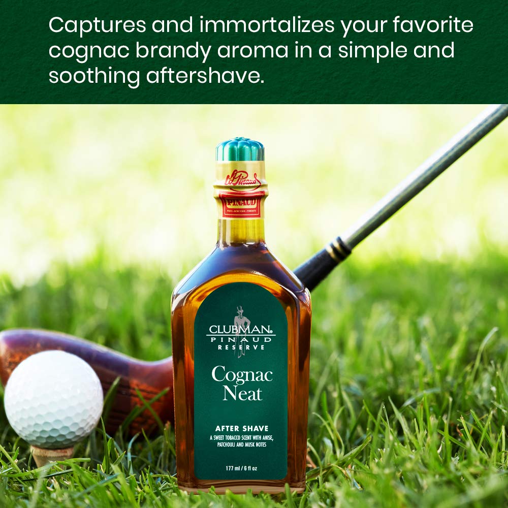 Clubman Reserve Cognac Neat After Shave Lotion for Men – Classic Aftershave Splash, Soothing Aftershave Care, 6 fl oz