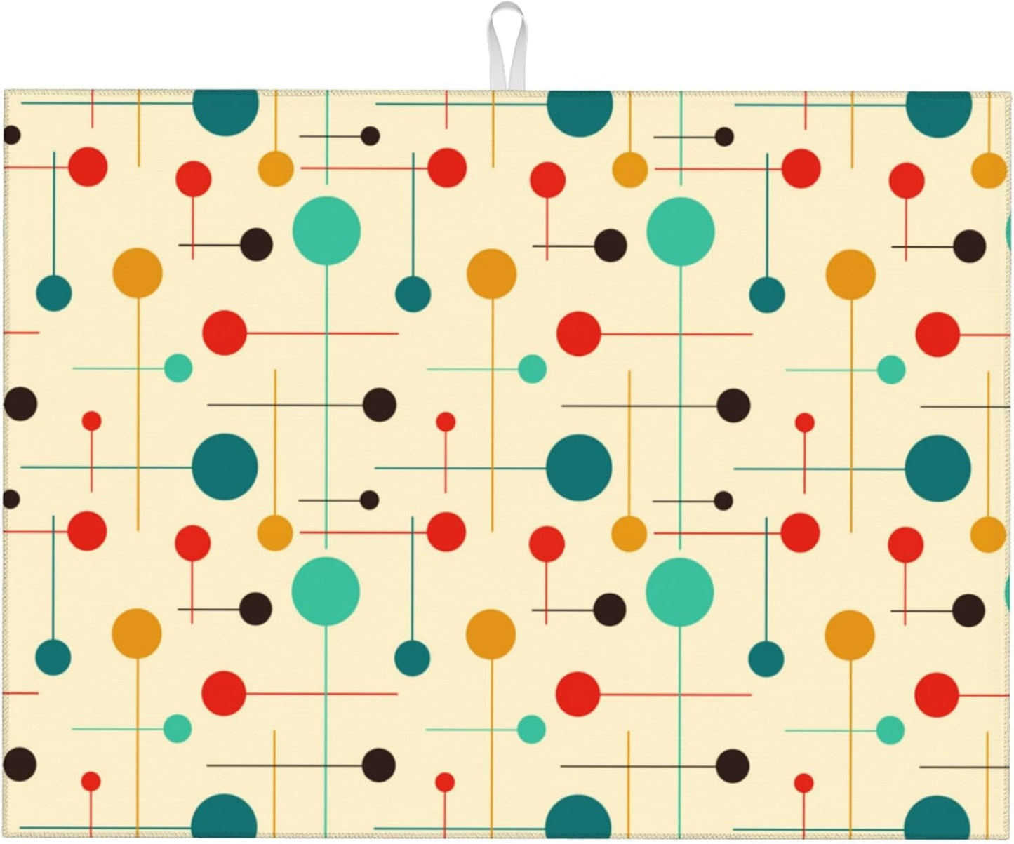 Mid Century Modern Atomic Retro Dish Drying Mat for Kitchen Counter Yellow Drying Pad 18x24 Inch Absorbent Reversible Dish Drainer Rack Mats