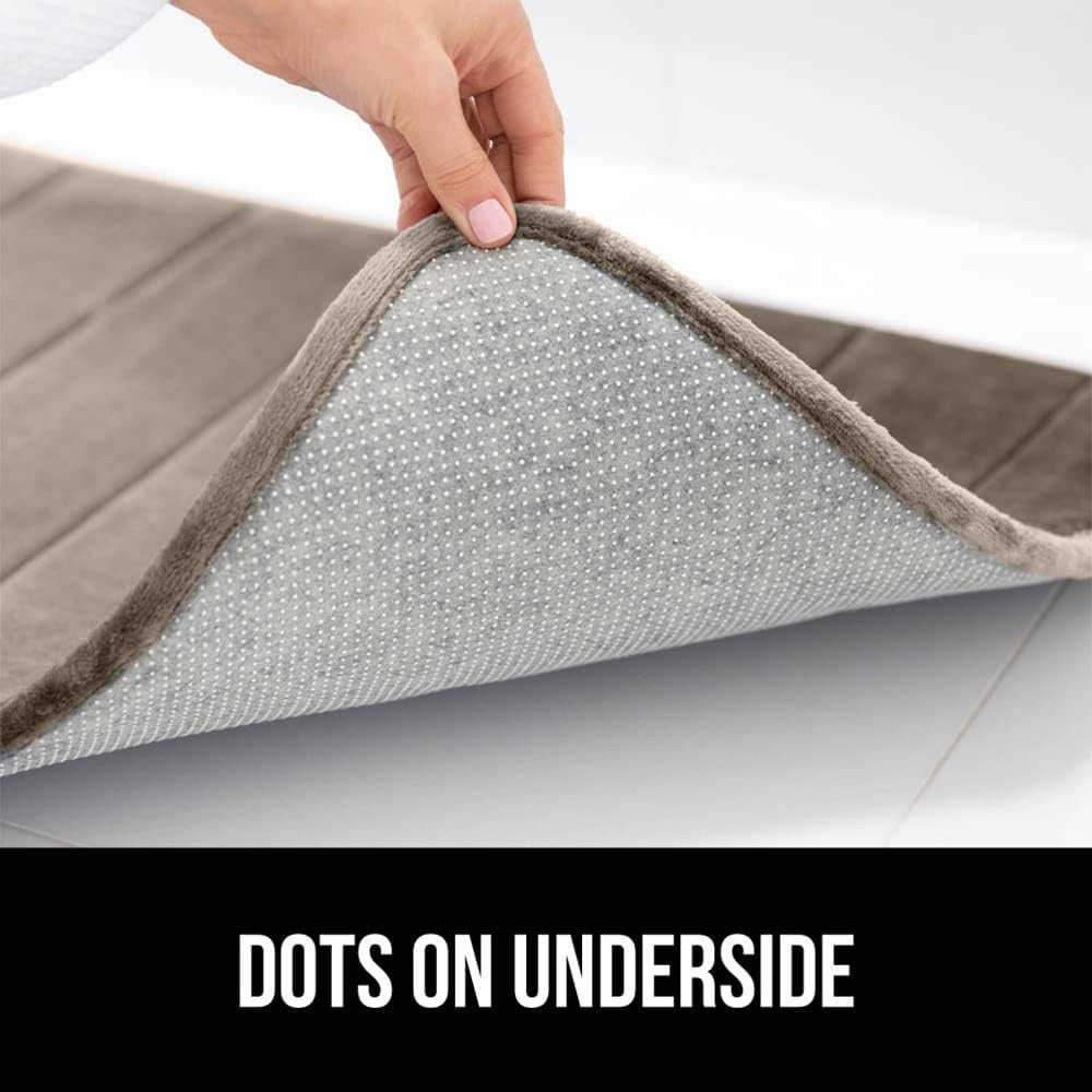 GORILLA GRIP Memory Foam Bath Mat, Soft Absorbent US Designed Bathroom Rug, Gripping Dots Machine Washable Bathmat, Cushioned Floor Mats, Shower Sink Rugs Room Décor Accessories, 24x17 Taupe