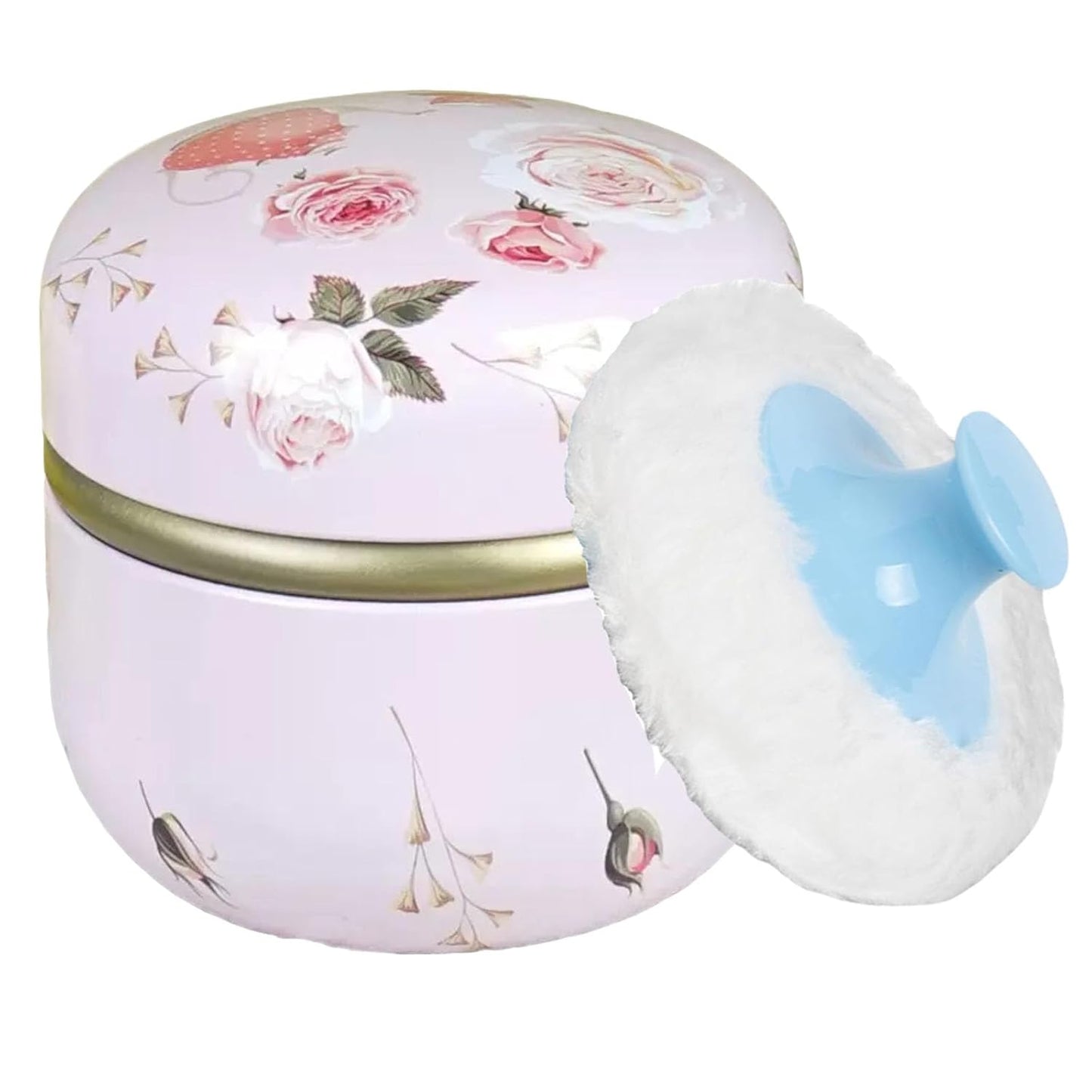 Body Powder Puff and Container, 3.35" Portable Dusting Powder Container with Soft Puff Loose Powder Case Box Jar with Lids for Baby Women Home and Travel Use