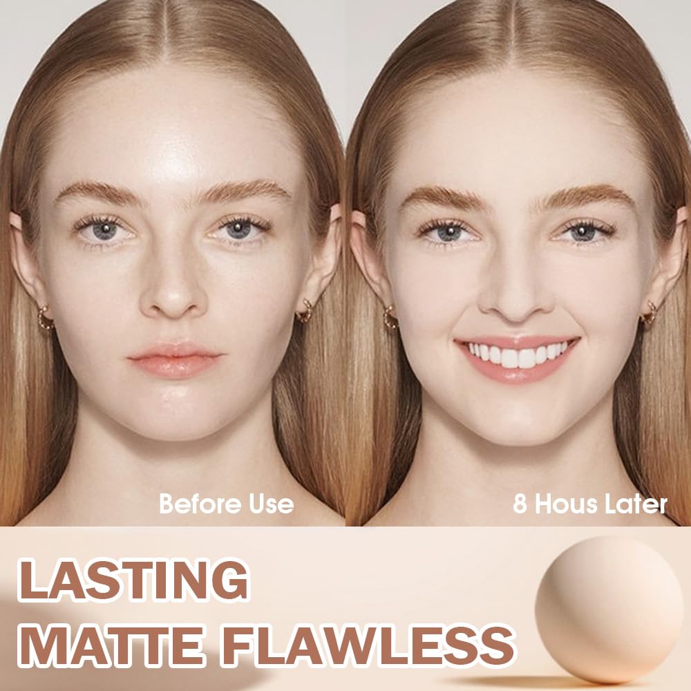Oil Control Matte Perfection Face Powder Compact For Women, Matte Smooth Flawless Setting Powder Makeup, Polvo Compacto De Maquillaje, Waterproof Long Lasting, 0.35Oz,(Nude Translucent, 1)