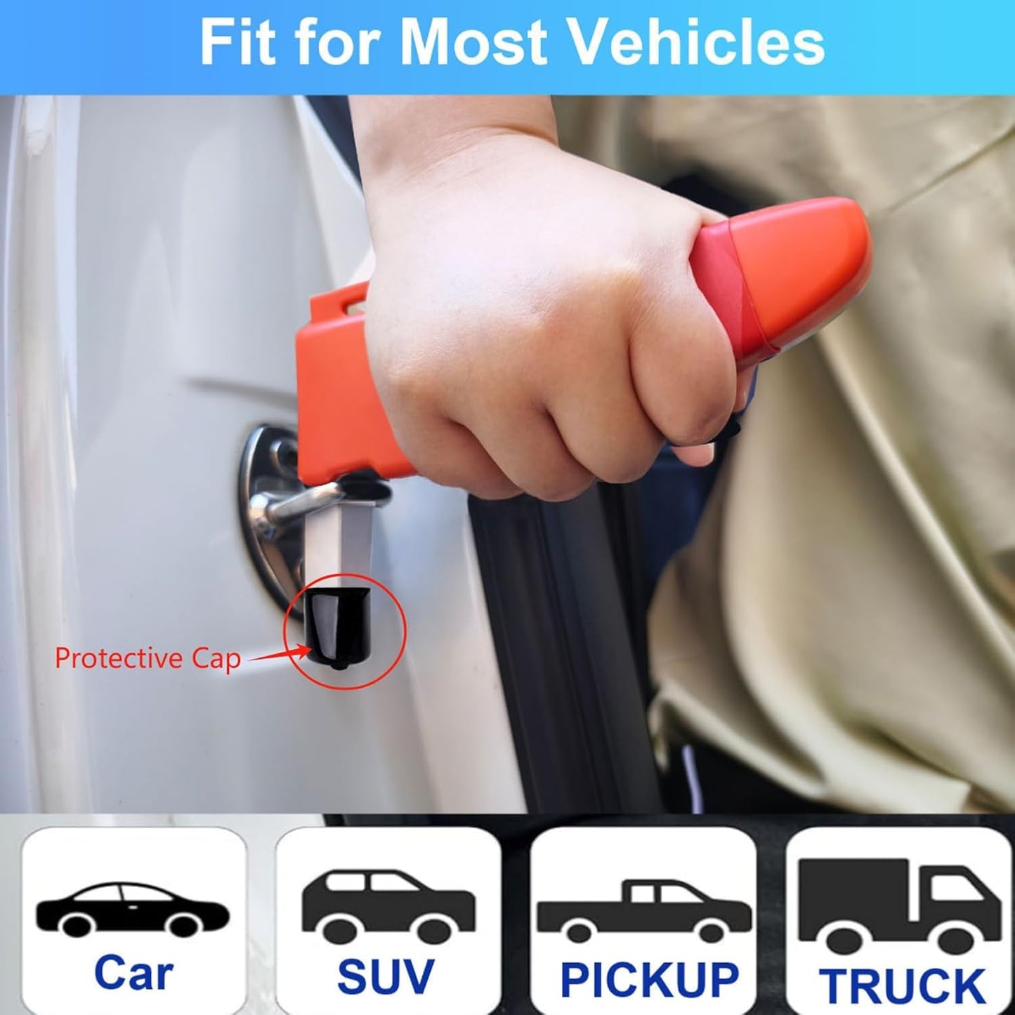 Car Door Handle for Elderly, 3-in-1 Multifunctional Handle Assist, Ultra Grip Mobility Handle for Car, Vehicle Support Handle Assist Bar, Max Load 500 Lbs, Anti-Slip Design, Orange/1 Pack