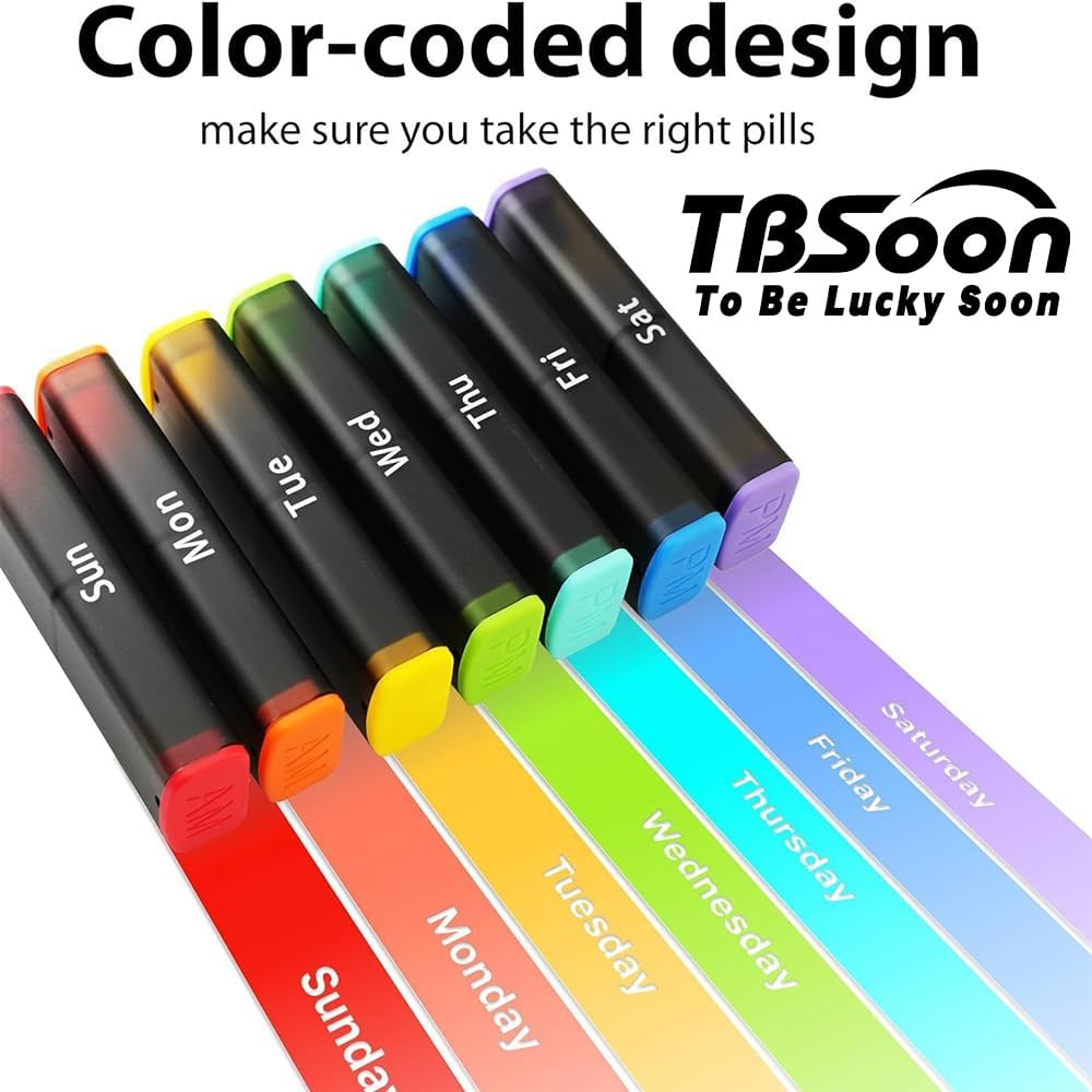 7 Day Medicine Pill Organizer, 14 Large Compartments (Each Day Can Take Apart Use Alone),Moisture-Proof,Dust-Proof, Travel Weekly/Daily Pill Box/Organizer/Case/Container/Dispenser, AM/PM 2 Times a Day