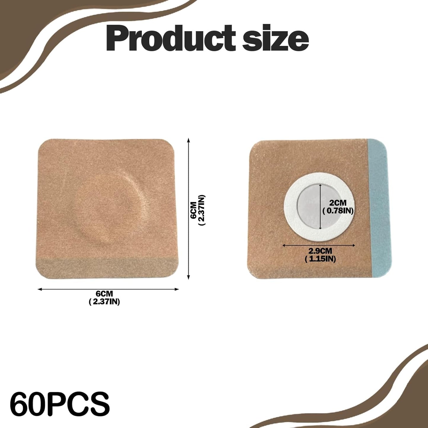 Castor Oil Patches for Belly Button Use – 60 PCS Disposable Non-Woven Adhesive Castor Oil Patch Pads, Oil Not Included