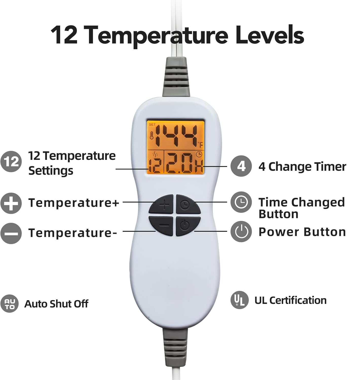 Ambershine 17''x33'' XXXL King Size Heating Pad with 12 Temperature Settings & 4 Auto-Off Countdown Timers, Pain Relief for Back/Neck/Shoulders/Abdomen/Legs, Christmas Gifts for mom dad (Light Blue)