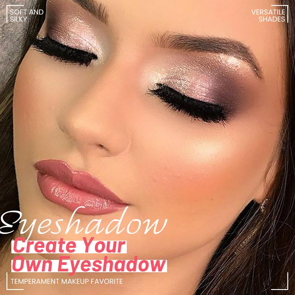 4 Colors Matte & Metallic Shimmer Eyeshadow, Velvety Creamy Formula Eye Makeup, Highly Pigmented, Blendable Nude Champagne Gold,Light&Dark Brown Eyeshadows for Women A Built-In Mirror 02#