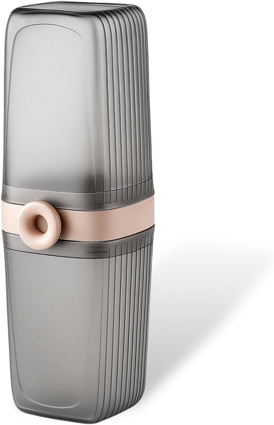 Toothbrush Travel Case, Portable Travel Toothbrush Holder Covered Toothbrushes Holder Multifunctional Toothbrushes Cup Large Capacity Soap Case for Trip, Bathroom, Camping（Gray）