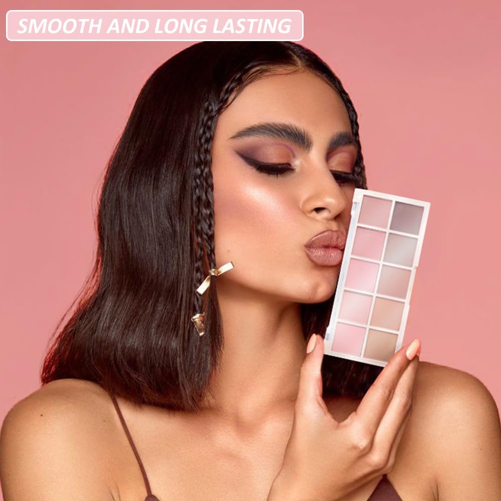 Ten Color Pink Brown Series Matte Eyeshadow Makeup Palette, High-Pigment Eye Shadow, Smooth & Blendable, Everyday Velvety Matte Finish Eye Makeup Looks Box, Vegan & Cruelty-Free, 0.35 Oz 04#