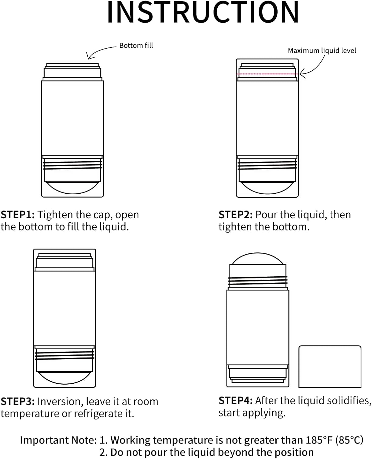 Tekson 2.5oz Empty Refillable Deodorant Containers, 3PCS Twist-UP Containers Tubes, Empty Balm Travel for Lotion Stick(White)