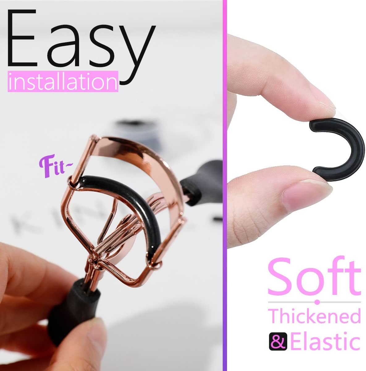 40 pcs Eyelash Curler Refills Curler Refill Pads Soft Rubber Curler Replacement Refills Pads for Universal Eyelash Curler with a Clear Storage Box (Black, Purple, Rose Red, Pink * 10)