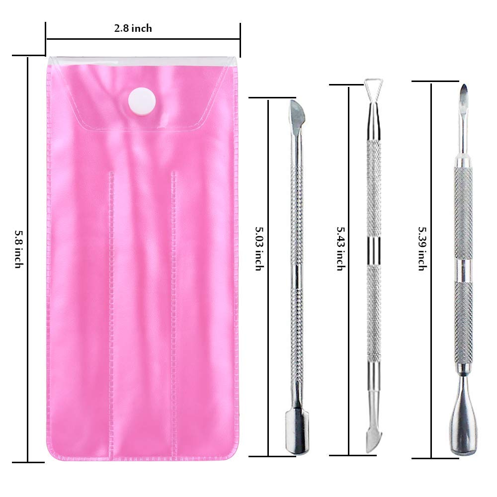 YGDZ Cuticle Pusher, 3PCS Gel Nail Polish Cuticle Remover Nail Cuticle Pusher Stainless Steel Manicure Pedicure Tools Metal Cuticle Peeler Scraper for Fingernails and Toenails