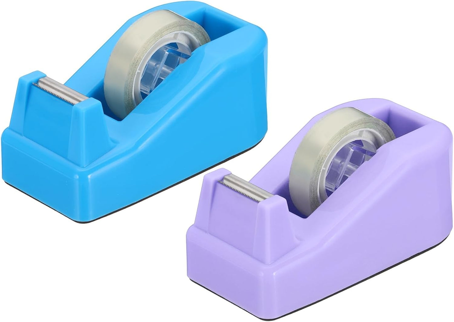 PATIKIL 2pcs Tape Dispenser Desk, Small Tape Dispenser Cute Desktop Dispenser Holder for Tape Office Desktop, Blue Purple