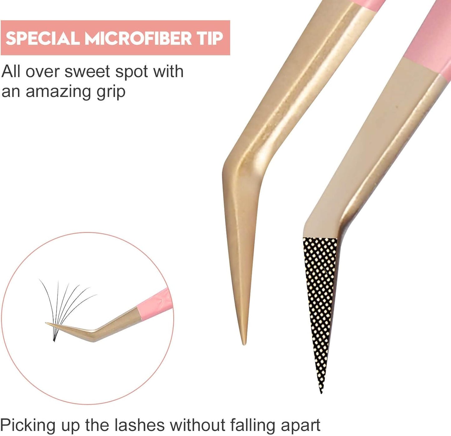 Ms.Queen 45 Degree Tweezers for Lash Extensions,Precision Fiber Tip Eyelash Tweezers for Volume Eyelash Extensions